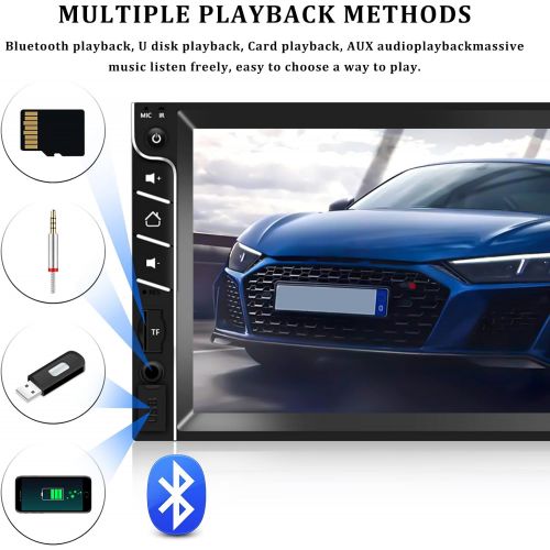  [아마존베스트]UNITOPSCI Double Din Car Stereo Bluetooth Car Radio with 7”HD Touch Screen Car MP5 Player FM Radio Receiver Support Rear View Camera Input SWC Mirror Link AUX in USB TF Multimedia Player wit