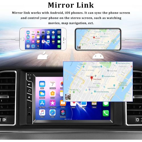  [아마존베스트]UNITOPSCI Double Din Car Stereo Bluetooth Car Radio with 7”HD Touch Screen Car MP5 Player FM Radio Receiver Support Rear View Camera Input SWC Mirror Link AUX in USB TF Multimedia Player wit