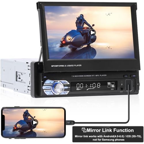  [아마존베스트]Car Stereo in-Dash Single DIN 7 HD Touch Digital Screen Head Unit Support Bluetooth GPS Mirror Link FM/USB/SD/MP5/Hands-free with Backup Camera and Microphone by UNITOPSCI