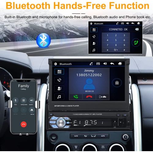  [아마존베스트]Car Stereo in-Dash Single DIN 7 HD Touch Digital Screen Head Unit Support Bluetooth GPS Mirror Link FM/USB/SD/MP5/Hands-free with Backup Camera and Microphone by UNITOPSCI