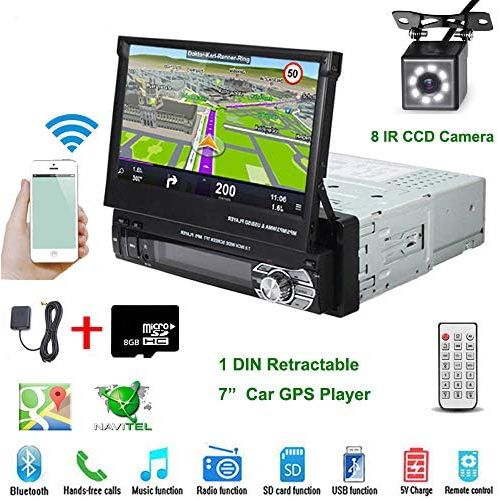  Car Stereo - in-Dash Single DIN 7 HD Touch Digital Screen DVD Play Support Bluetooth WiFi GPS Mirror Link FMUSBSDMP5Hands-free with Backup Camera and Microphone by UNITOPSCI