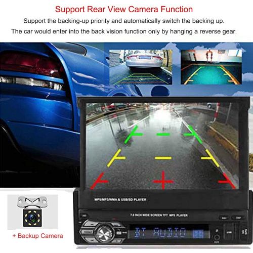  Car Stereo - in-Dash Single DIN 7 HD Touch Digital Screen DVD Play Support Bluetooth WiFi GPS Mirror Link FMUSBSDMP5Hands-free with Backup Camera and Microphone by UNITOPSCI