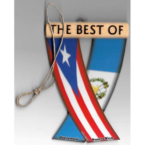  UNITY FLAGZ Puerto RICO and Guatemala Boricua Guatemalan Caribbean South American Rear View Mirror Hanging CAR Flags Mini Banners for Inside The CAR