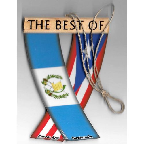  UNITY FLAGZ Puerto RICO and Guatemala Boricua Guatemalan Caribbean South American Rear View Mirror Hanging CAR Flags Mini Banners for Inside The CAR