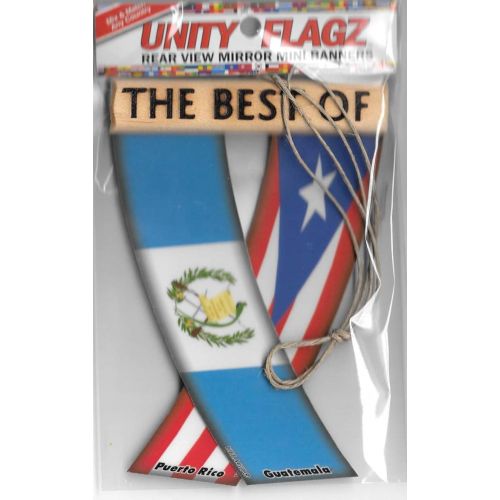  UNITY FLAGZ Puerto RICO and Guatemala Boricua Guatemalan Caribbean South American Rear View Mirror Hanging CAR Flags Mini Banners for Inside The CAR