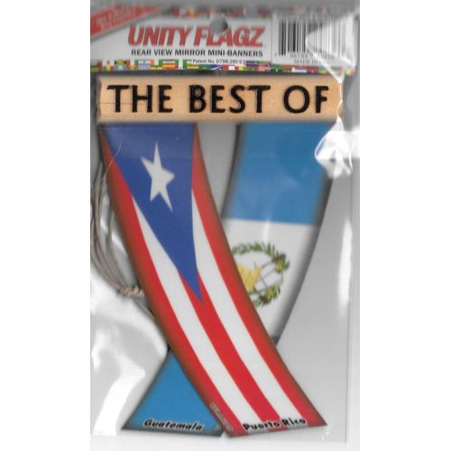  UNITY FLAGZ Puerto RICO and Guatemala Boricua Guatemalan Caribbean South American Rear View Mirror Hanging CAR Flags Mini Banners for Inside The CAR