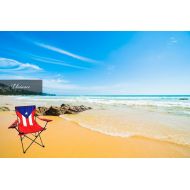 Uniware Puerto Rico Flag Pattern Fold-able Beach Chair, with Extra Carrying Bag, 34 x 21 x 21 Inch, Portable