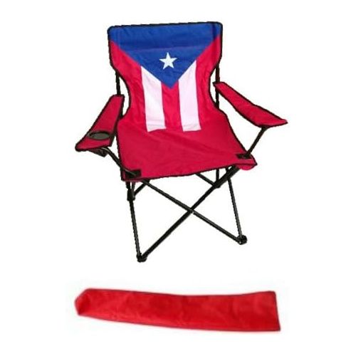  Uniware Puerto Rico Flag Pattern Fold-able Beach Chair, with Extra Carrying Bag, 34 x 21 x 21 Inch, Portable
