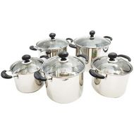 UNIWARE 3790 Uniware 10-Piece Heavy Duty Stainless Steel Sauce Pot with Tempered Glass Lid