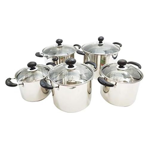  UNIWARE 3790 Uniware 10-Piece Heavy Duty Stainless Steel Sauce Pot with Tempered Glass Lid