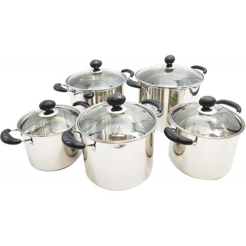  UNIWARE 3790 Uniware 10-Piece Heavy Duty Stainless Steel Sauce Pot with Tempered Glass Lid