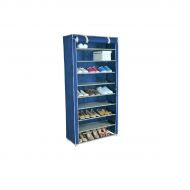 UNIWARE Uniware PEVA Material Tall Roll Up 10 Tiers Shoe Rack with Dustproof Cover Closet Shoe Storage, 63 x 29 x 12 Inches,Blue