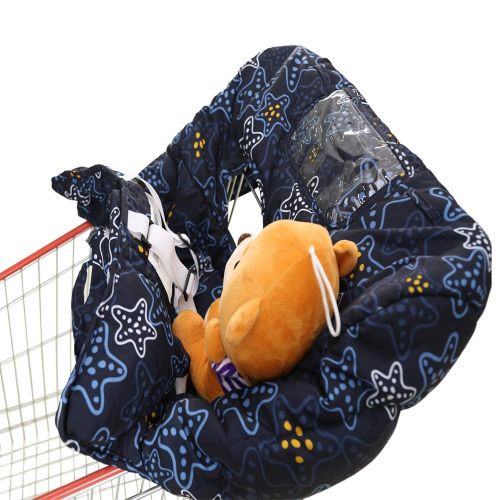  [아마존베스트]UNKU Multifunctional Shopping Cart Seat Cover, 2-in-1 High Chair Cover for Baby and Infant,Starnight Black