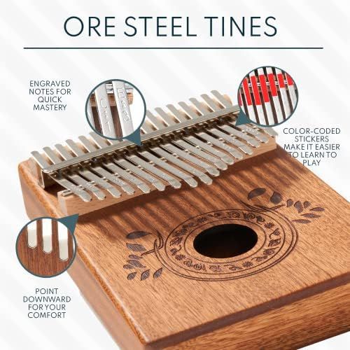  UNOKKI Kalimba 17 Keys Thumb Piano with Study Instruction and Tune Hammer, Portable Mbira Sanza African Wood Finger Piano, Gift for Kids Adult Beginners Professional.