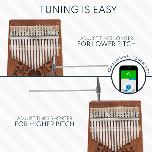  UNOKKI Kalimba 17 Keys Thumb Piano with Study Instruction and Tune Hammer, Portable Mbira Sanza African Wood Finger Piano, Gift for Kids Adult Beginners Professional.