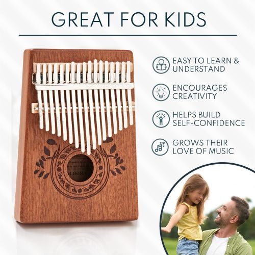  UNOKKI Kalimba 17 Keys Thumb Piano with Study Instruction and Tune Hammer, Portable Mbira Sanza African Wood Finger Piano, Gift for Kids Adult Beginners Professional.