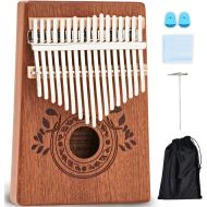 [아마존베스트]UNOKKI Kalimba 17 Keys Thumb Piano with Study Instruction and Tune Hammer, Portable Mbira Sanza African Wood Finger Piano, Gift for Kids Adult Beginners Professional.