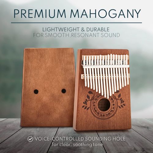  [아마존베스트]UNOKKI Kalimba 17 Keys Thumb Piano with Study Instruction and Tune Hammer, Portable Mbira Sanza African Wood Finger Piano, Gift for Kids Adult Beginners Professional.