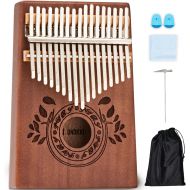 [아마존베스트]UNOKKI Kalimba 17 Keys Thumb Piano with Study Instruction and Tune Hammer, Portable Solid African Wood Finger Piano, Gift for Kids Adult Beginners (Chocolate Brown).