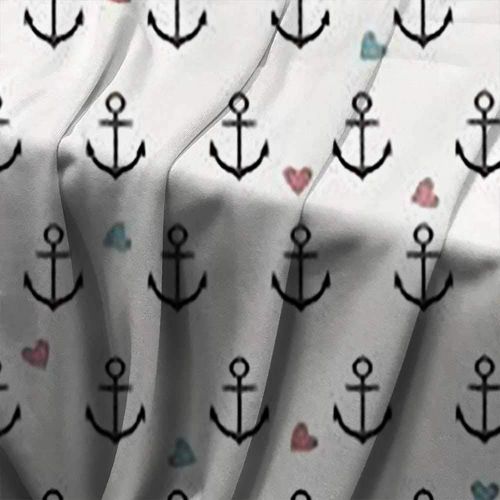  UNOSEKS-Home Custom Pattern Disney Tapestry Throw Blanket,Anchors and Colored Hearts Sailor Holiday Escape Seaside Explore Life,Headboard Wall Hanging Home Decor,80W X 50L Inches Eggshell Charc