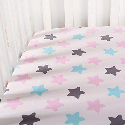  Crib Sheet Set UOMNY 100% Cotton Crib Fitted Sheets Baby Sheet for Standard Crib and Toddler...