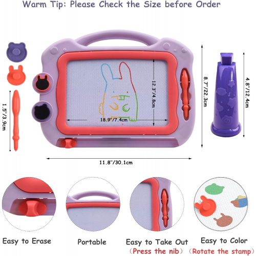  [아마존베스트]UOWGA Magnetic Drawing Board for Kids, Upgraded Writing Sketch Board Educational Learning Toys as Christmas Birthday Gifts for Baby Toddlers Age 2 3 4 5 Year Old (Light Purple)