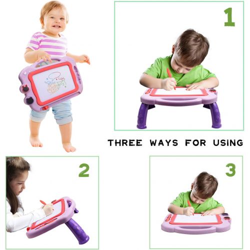  [아마존베스트]UOWGA Magnetic Drawing Board for Kids, Upgraded Writing Sketch Board Educational Learning Toys as Christmas Birthday Gifts for Baby Toddlers Age 2 3 4 5 Year Old (Light Purple)