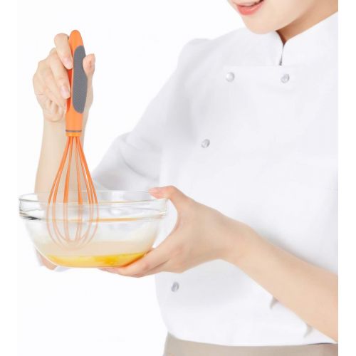  UPKOCH Silicone Egg Whisk Hand Egg Mixer Milk Cream Frother Kitchen Blending Stirring Supplies 10 Inches