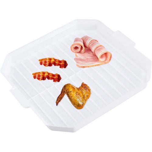  [아마존베스트]UPKOCH Ideal 2 Pcs Microwave Bacon Baking Tray Useful Eggs Sausage Rack Kitchen Cooking Tools Accessories (White)