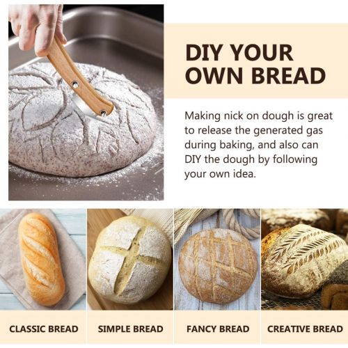  [아마존베스트]UPKOCH Bread Lame with Wooden Handle, Bread Bakers Lame Slashing Tool, Bread Slicer Cake Cutter, Dough Making Slasher Tools, Sourdough Bread Lame Knife with Plastic Protective Cove