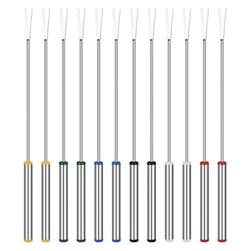  [아마존베스트]UPKOCH Stainless Steel Fondue Forks with Heat Resistant Handle Colour Coding Cheese Fondue Forks Marshmallow Roasting Rods Fondue Skewer for Cheese Chocolate Fondue Meat 9.5 Inches