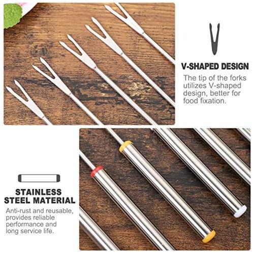  [아마존베스트]UPKOCH Stainless Steel Fondue Forks with Heat Resistant Handle Colour Coding Cheese Fondue Forks Marshmallow Roasting Rods Fondue Skewer for Cheese Chocolate Fondue Meat 9.5 Inches