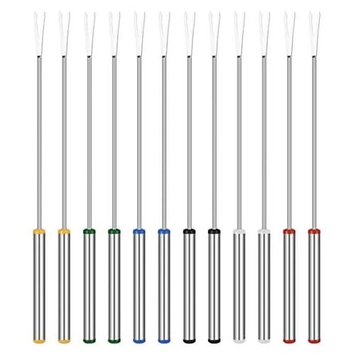  [아마존베스트]Upkoch 12pcs Fondue Forks Stainless Steel 24cm Portable Dessert Forks Fruit Forks Cheese Forks for Home Bar Restaurant