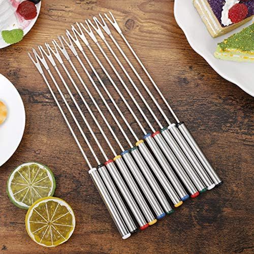  [아마존베스트]Upkoch 12pcs Fondue Forks Stainless Steel 24cm Portable Dessert Forks Fruit Forks Cheese Forks for Home Bar Restaurant