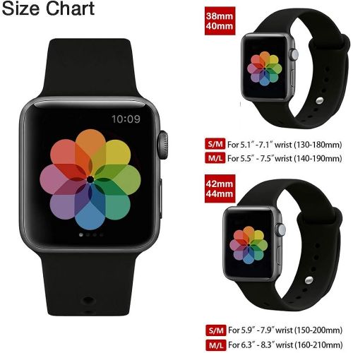  [아마존베스트]UPOLS Compatible with Apple Watch Band 38mm 42mm 40mm 44mm Sport Band, Silicone Sport Strap Replacement Bands Compatible for iWatch Series 4/3/2/1 S/M M/L