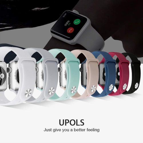  [아마존베스트]UPOLS Compatible with Apple Watch Band 38mm 42mm 40mm 44mm Sport Band, Silicone Sport Strap Replacement Bands Compatible for iWatch Series 4/3/2/1 S/M M/L