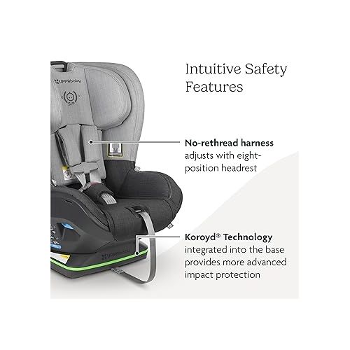  UPPAbaby Knox Convertible Car Seat / Rear Facing and Forward Facing / Intuitive Safety Features / Koroyd + CleanTech Technology / Removeable Cup Holder Included / Jordan (Charcoal Melange)