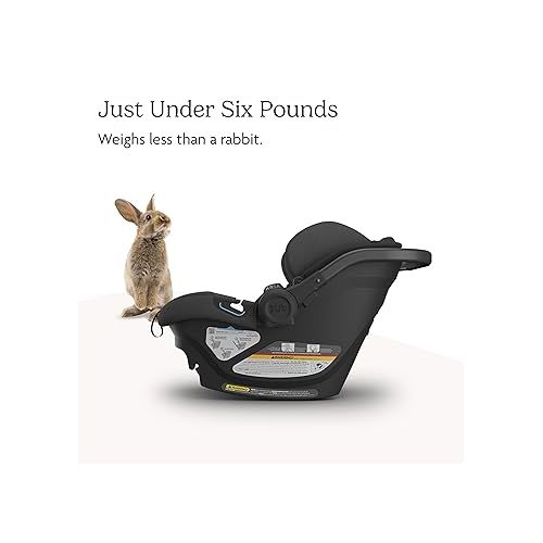  UPPAbaby Aria Lightweight Infant Car Seat/Just Under 6 lbs for Easy Portability/Base with Load Leg + Infant Insert Included/Direct Stroller Attachment/Jake (Charcoal/Black Leather)