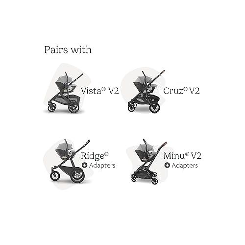  UPPAbaby Aria Lightweight Infant Car Seat/Just Under 6 lbs for Easy Portability/Base with Load Leg + Infant Insert Included/Direct Stroller Attachment/Jake (Charcoal/Black Leather)