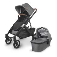 UPPAbaby Vista V2 Stroller / Convertible Single-To-Double System / Bassinet, Toddler Seat, Bug Shield, Rain Shield, and Storage Bag Included / Greyson (Charcoal Melange/Carbon Frame/Saddle Leather)