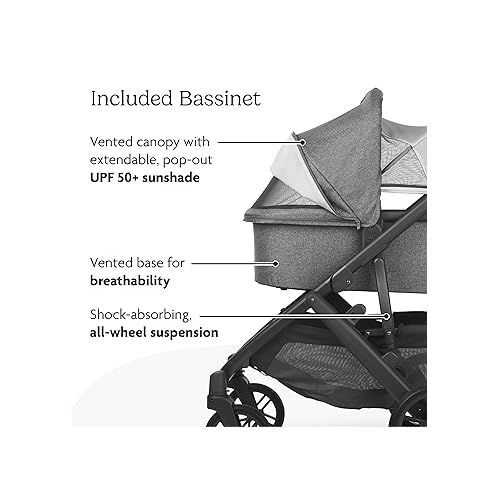  UPPAbaby Vista V2 Stroller/Convertible Single-to-Double System/Bassinet, Toddler Seat, Bug Shield, Rain Shield, and Storage Bag Included/Theo (Dark Taupe/Silver Frame/Chestnut Leather)