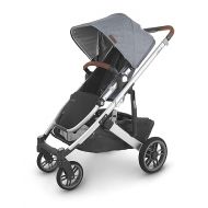 UPPAbaby Cruz V2 Stroller/Full-Featured Stroller with Travel System Capabilities/Toddler Seat, Bumper Bar, Bug Shield, Rain Shield Included/Gregory (Blue Melange/Silver Frame/Saddle Leather)