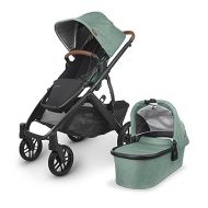 UPPAbaby Vista V2 Stroller/Convertible Single-to-Double System/Bassinet, Toddler Seat, Bug Shield, Rain Shield, and Storage Bag Included/Gwen (Green Melange/Carbon Frame/Saddle Leather)