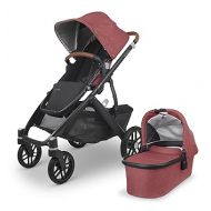 UPPAbaby Vista V2 Stroller/Convertible Single-to-Double System/Bassinet, Toddler Seat, Bug Shield, Rain Shield, and Storage Bag Included/Lucy (Rosewood Melange/Carbon Frame/Saddle Leather)