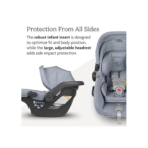  UPPAbaby Mesa V2 Infant Car Seat/Easy Installation/Innovative SmartSecure Technology/Base + Robust Infant Insert Included/Direct Stroller Attachment/Greyson (Charcoal Melange/Merino Wool)