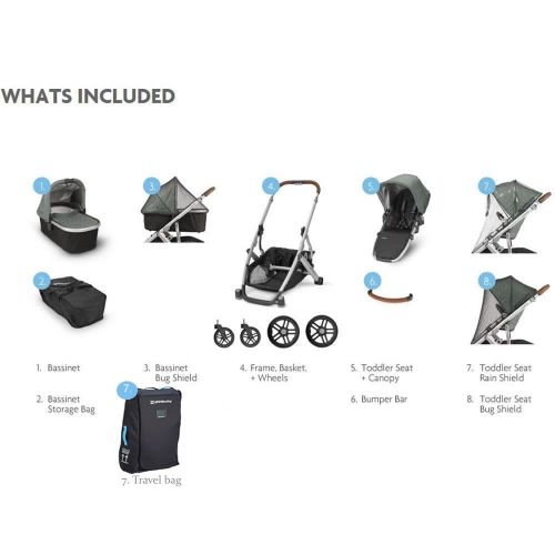  [아마존베스트]UPPAbaby Vista + Travel Bag - Bryce (White Marl/Silver/Chestnut Leather)