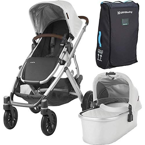  [아마존베스트]UPPAbaby Vista + Travel Bag - Bryce (White Marl/Silver/Chestnut Leather)