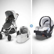 [아마존베스트]UPPAbaby Vista Stroller-Bryce (White Marl/Silver/Chestnut Leather)+MESA Infant Car Seat-Bryce(White & Grey Marl), Bryce