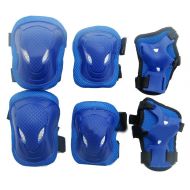 UPSTORE 6 in 1 Thicken Skateboarding Cycling Inline Skating Roller Blading Protective Gear Wrist Guard Knee Pads and Elbow Pads Support Protection Safety Pads Set for Men and Women (Blue)