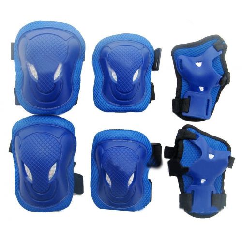  UPSTORE 6 in 1 Thicken Skateboarding Cycling Inline Skating Roller Blading Protective Gear Wrist Guard Knee Pads and Elbow Pads Support Protection Safety Pads Set for Men and Women (Blue)